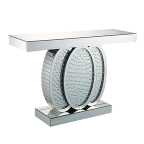 Acme - Nysa Console Table 90320 Mirrored & Faux Crystals