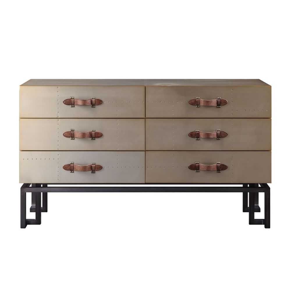 Acme - Jennavieve Console Cabinet 90346 Gold Aluminum