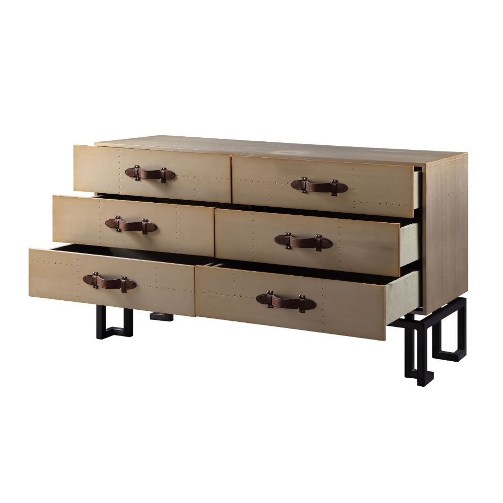 Acme - Jennavieve Console Cabinet 90346 Gold Aluminum