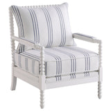 Blanchett Upholstered Accent Chair with Spindle Accent White and Navy | Coaster | Home Elegance USA