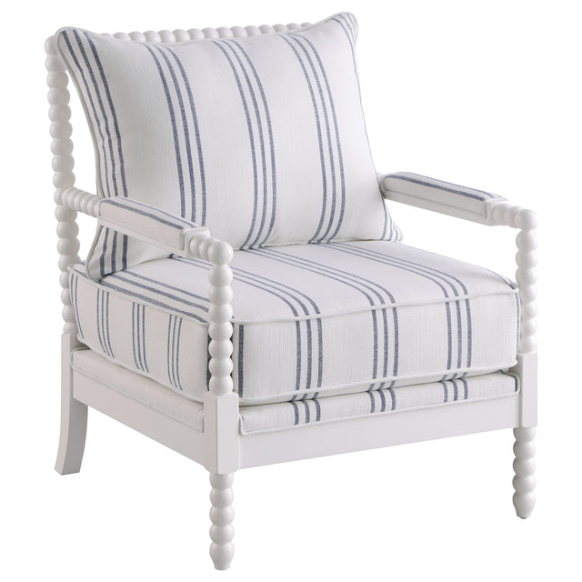 Accent Chair - Blanchett Upholstered Accent Chair with Spindle Accent White and Navy