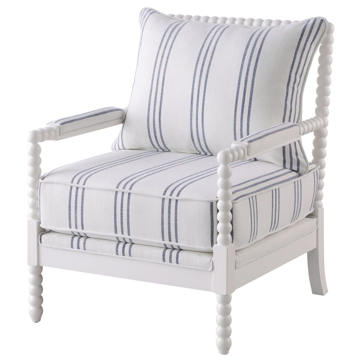 Accent Chair - Blanchett Upholstered Accent Chair with Spindle Accent White and Navy