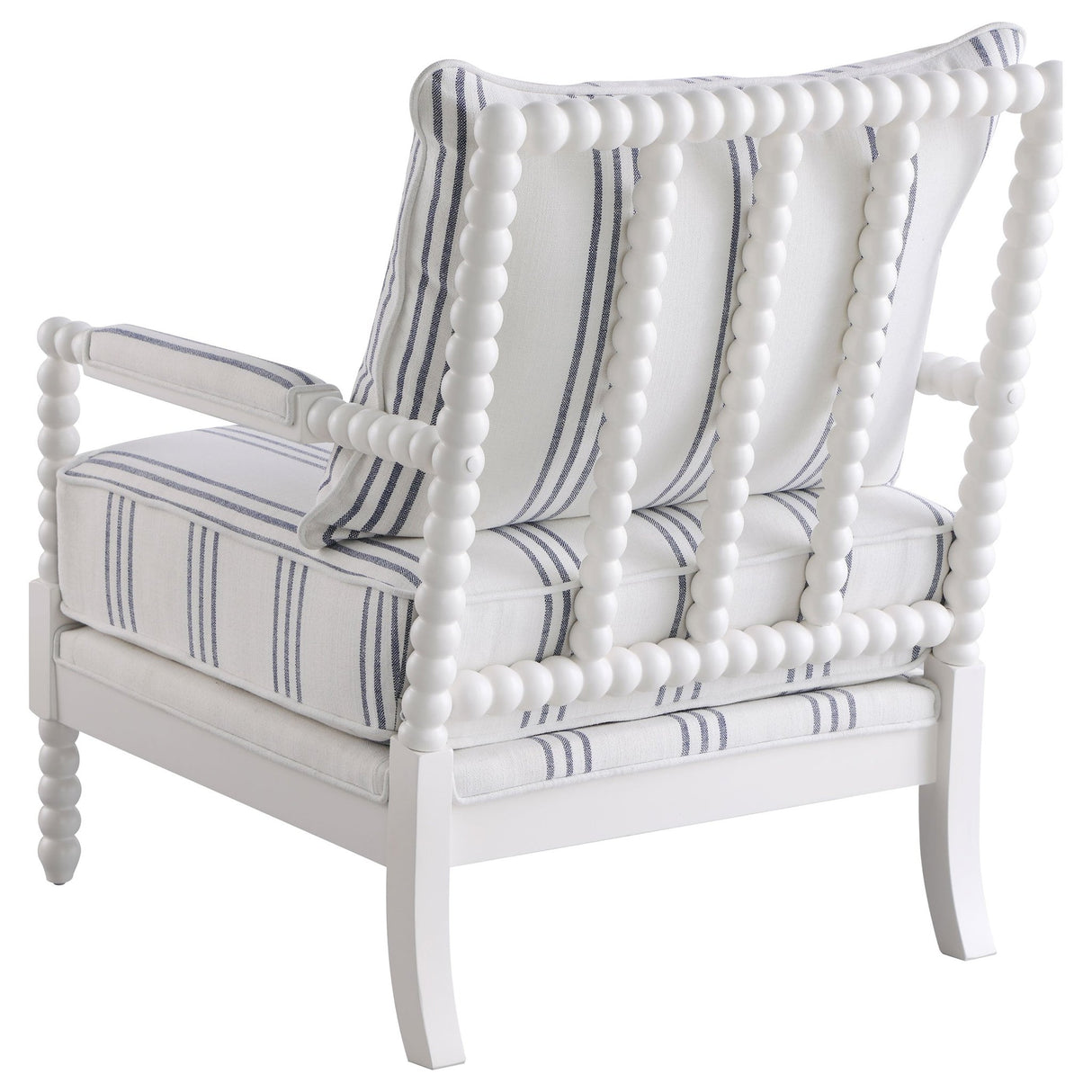 Blanchett Upholstered Accent Chair with Spindle Accent White and Navy | Coaster | Home Elegance USA