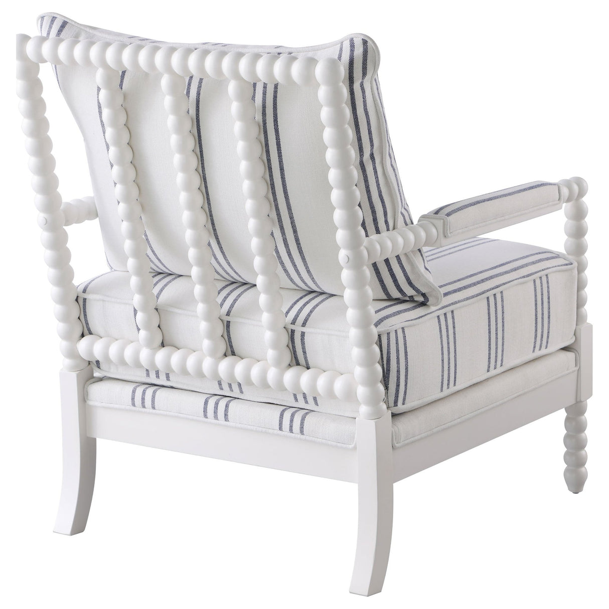 Blanchett Upholstered Accent Chair with Spindle Accent White and Navy | Coaster | Home Elegance USA