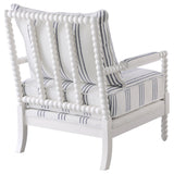 Blanchett Upholstered Accent Chair with Spindle Accent White and Navy | Coaster | Home Elegance USA