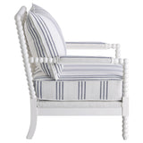 Accent Chair - Blanchett Upholstered Accent Chair with Spindle Accent White and Navy