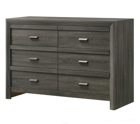 1pc Rustic Contemporary Dresser Six Storage Drawers Rustic Gray Finish Bedroom Wooden Furniture