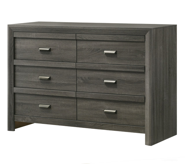 1pc Rustic Contemporary Dresser Six Storage Drawers Rustic Gray Finish Bedroom Wooden Furniture