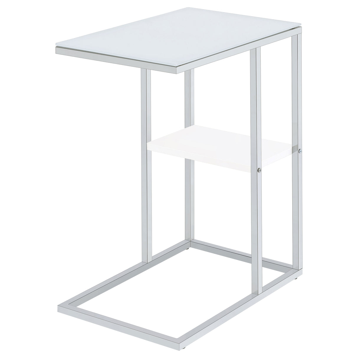 Side Table - Daisy 1-shelf Accent Table Chrome and White