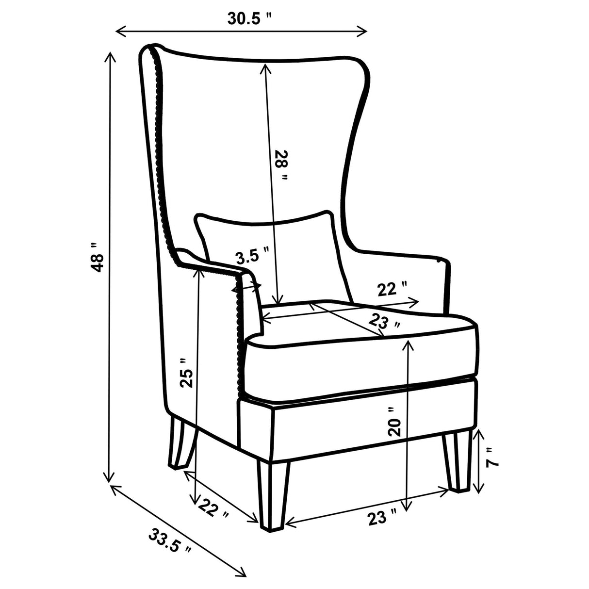 Accent Chair - Pippin Upholstered Wingback Accent Chair Latte