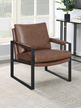 Accent Chair - Rosalind Upholstered Accent Chair with Removable Cushion Umber Brown and Gunmetal