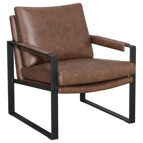 Accent Chair - Rosalind Upholstered Accent Chair with Removable Cushion Umber Brown and Gunmetal