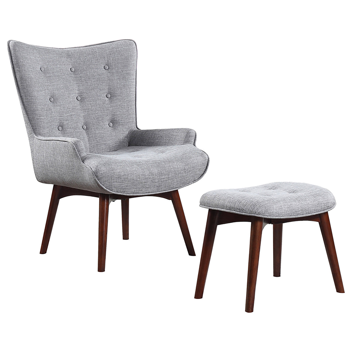 Accent Chair W/ Ottoman - Willow Upholstered Accent Chair with Ottoman Grey and Brown