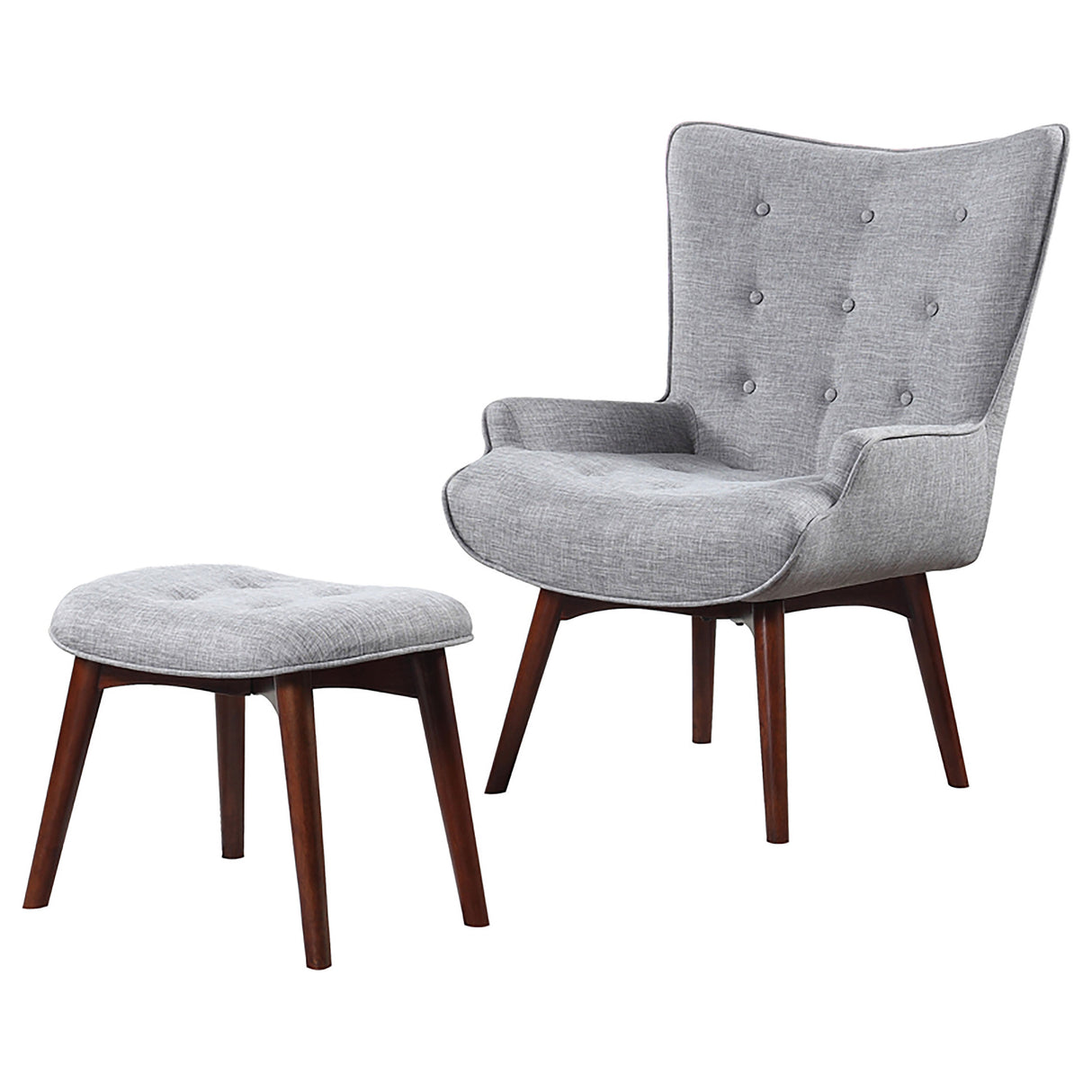 Accent Chair W/ Ottoman - Willow Upholstered Accent Chair with Ottoman Grey and Brown