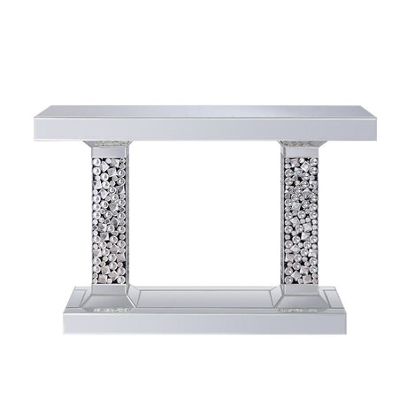 Acme - Kachina Console Table 90446 Mirrored & Faux Gems