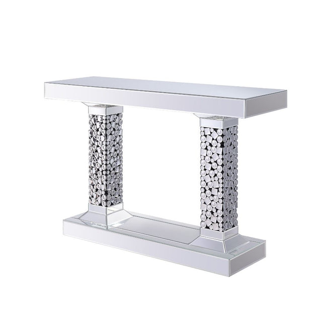 Acme - Kachina Console Table 90446 Mirrored & Faux Gems