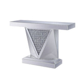 Acme - Noralie Console Table 90448 Mirrored & Faux Diamonds