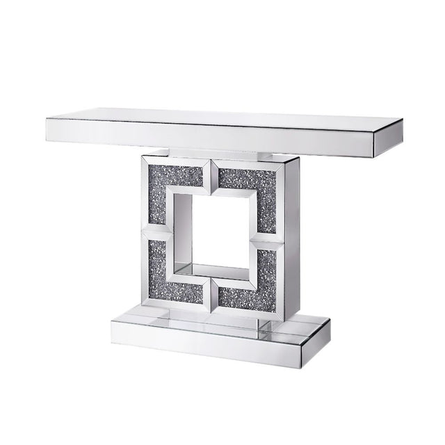 Acme - Noralie Console Table 90450 Mirrored & Faux Diamonds