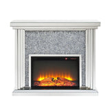 Acme - Noralie Fireplace 90455 Mirrored & Faux Diamonds