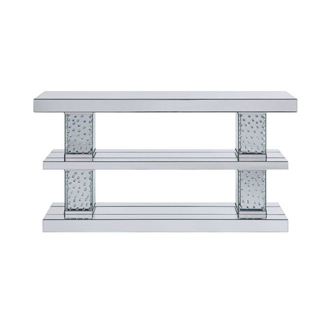 Acme - Nysa Console Table 90460 Mirrored & Faux Crystals