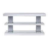 Acme - Noralie Console Table 90462 Mirrored & Faux Diamonds