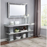 Acme - Noralie Console Table 90462 Mirrored & Faux Diamonds