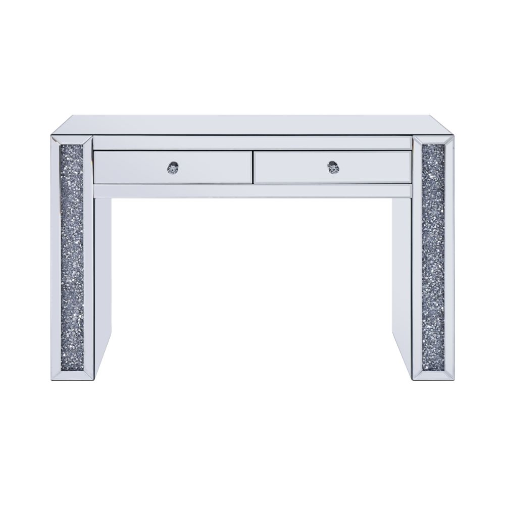 Acme - Noralie Vanity Desk 90465 Mirrored & Faux Diamonds