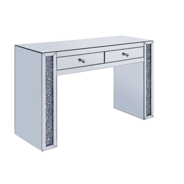 Acme - Noralie Vanity Desk 90465 Mirrored & Faux Diamonds