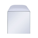 Acme - Noralie Vanity Stool 90467 Synthetic Leather , Mirrored & Faux Diamonds