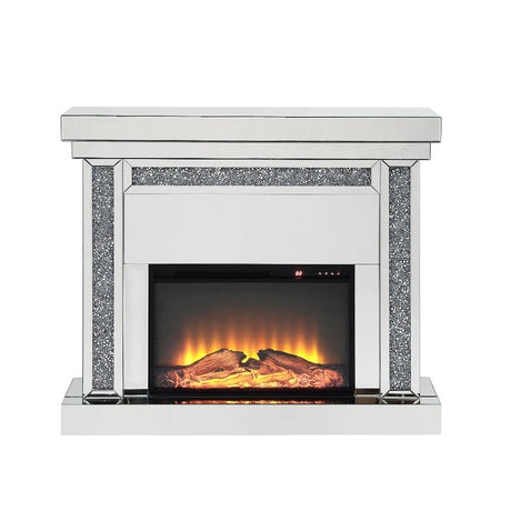 Acme - Noralie Fireplace 90470 Mirrored & Faux Diamonds