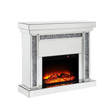 Acme - Noralie Fireplace 90470 Mirrored & Faux Diamonds