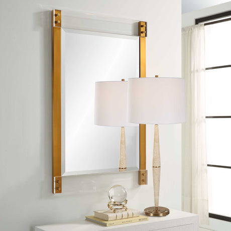 Nera Plated Brass Mirror - White / Light Brown by Uttermost - View 3