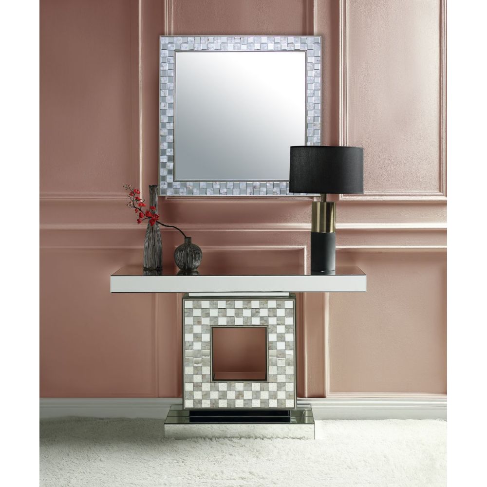 Acme - Nasa Console Table 90500 Mirrored & Mother of Pearl