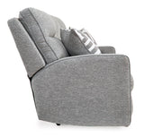 Power Reclining Sofa Pewter Biscoe Adjustable Headrest Textured Nuvella Gray Fabric - Ashley - Home Elegance USA