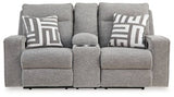 Ashley Pewter Biscoe PWR REC Loveseat/CON/ADJ HDRST - Textured;Nuvella¨ | Home Elegance USA