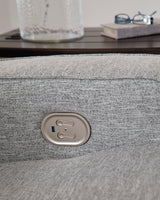 Power Reclining Sofa Pewter Biscoe Adjustable Headrest Textured Nuvella Gray Fabric - Ashley - Home Elegance USA