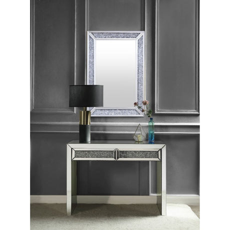 Acme - Noralie Console Table 90505 Mirrored & Faux Diamonds