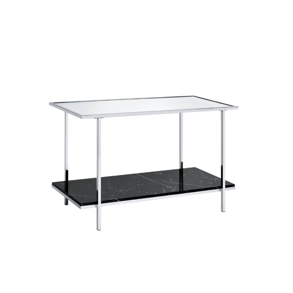 Angwin Console Table 90515 Mirrored, Faux Marble Top & Chrome Finish | Acme - 90515 - Home Elegance USA - 1