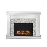 Acme - Laksha Fireplace 90522 Mirrored & Stone