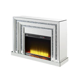 Acme - Noralie Fireplace 90523 Mirrored & Faux Diamonds