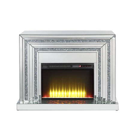 Acme - Noralie Fireplace 90523 Mirrored & Faux Diamonds