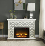 Acme - Noralie Fireplace 90530 Mirrored & Faux Diamonds