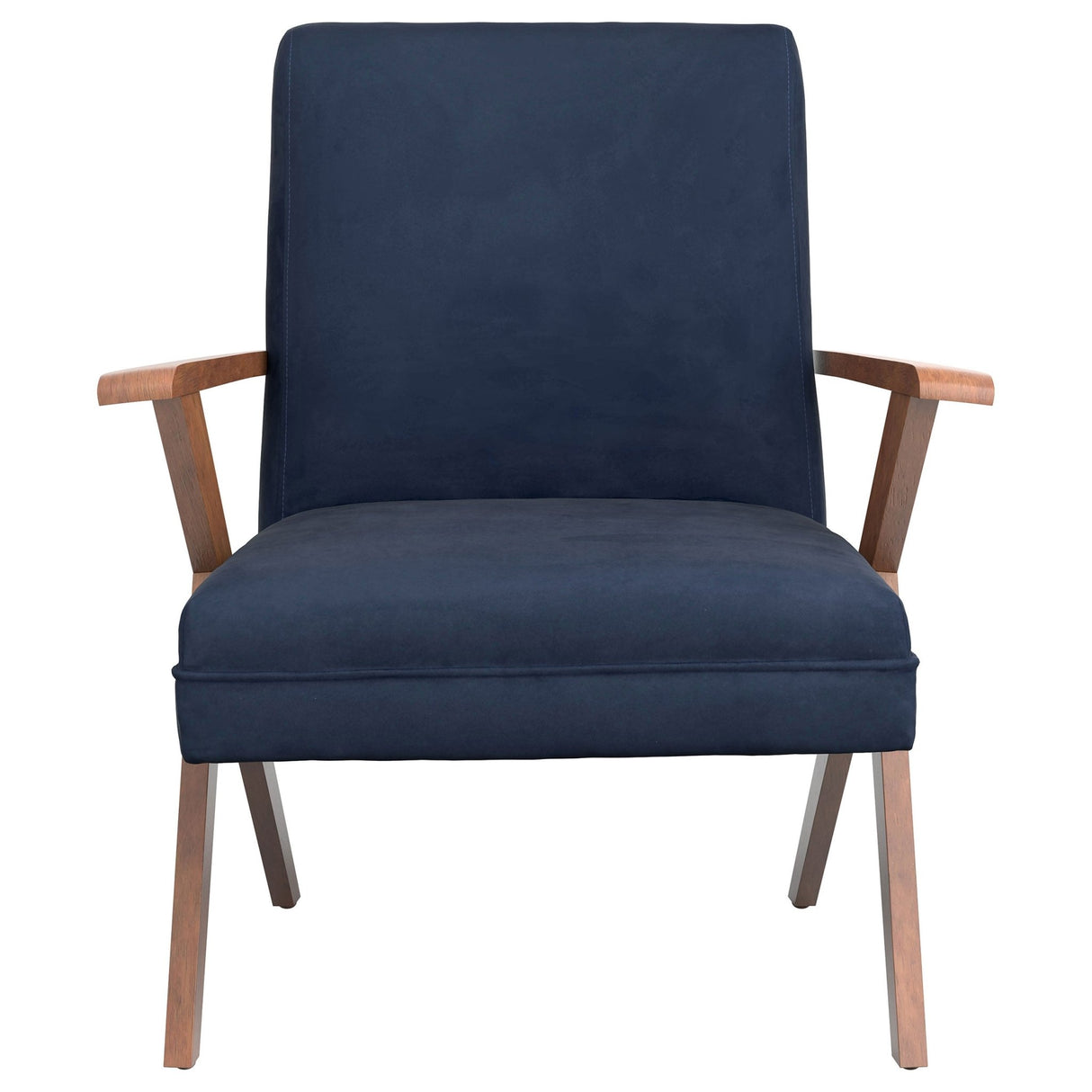 Accent Chair - Cheryl Wooden Arms Accent Chair Dark Blue and Walnut - Accent Chairs - 905415 - image - 3