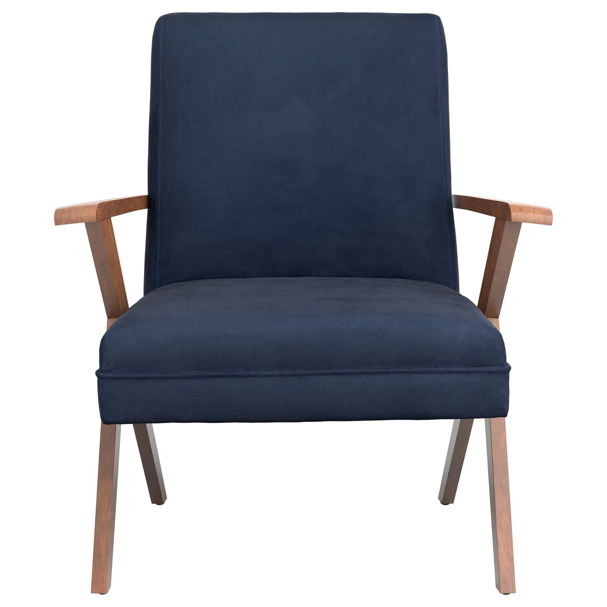 Cheryl Wooden Arms Accent Chair Dark Blue and Walnut | Coaster | Home Elegance USA