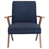 Accent Chair - Cheryl Wooden Arms Accent Chair Dark Blue and Walnut - Accent Chairs - 905415 - image - 3