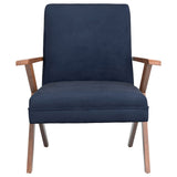 Cheryl Wooden Arms Accent Chair Dark Blue and Walnut | Coaster | Home Elegance USA