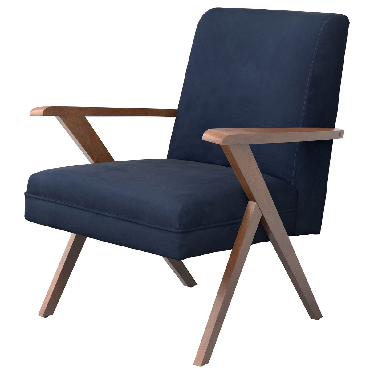 Cheryl Wooden Arms Accent Chair Dark Blue and Walnut | Coaster | Home Elegance USA