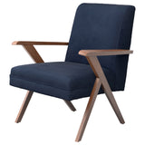 Accent Chair - Cheryl Wooden Arms Accent Chair Dark Blue and Walnut - Accent Chairs - 905415 - image - 4