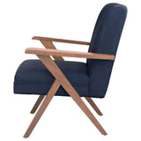 Accent Chair - Cheryl Wooden Arms Accent Chair Dark Blue and Walnut - Accent Chairs - 905415 - image - 5