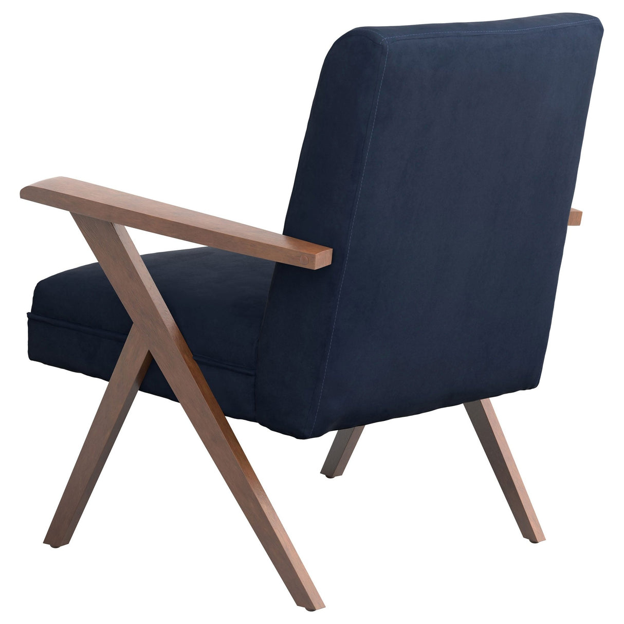 Accent Chair - Cheryl Wooden Arms Accent Chair Dark Blue and Walnut - Accent Chairs - 905415 - image - 6